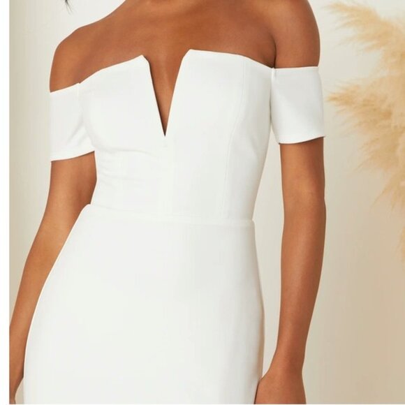 Lulus Loveliest Aura White Off-the-Shoulder Mermaid Maxi Dress Size Medium NWOT - Picture 4 of 12